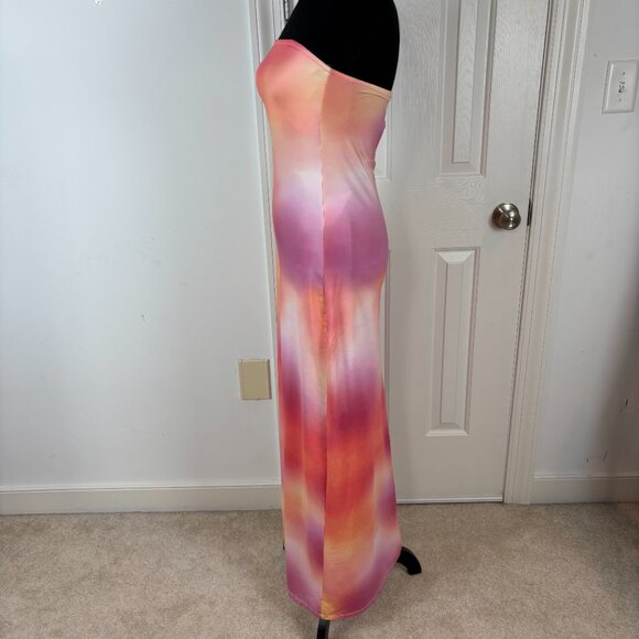 Something New Heather Strapless Tube Maxi Dress Pink and Orange Size S - Picture 2 of 7